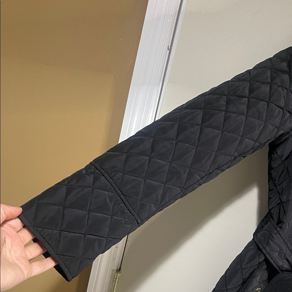 NWOT MICHAEL Michael Kors Black Quilted Trench Coat with Gold Zippers - Picture 5 of 17